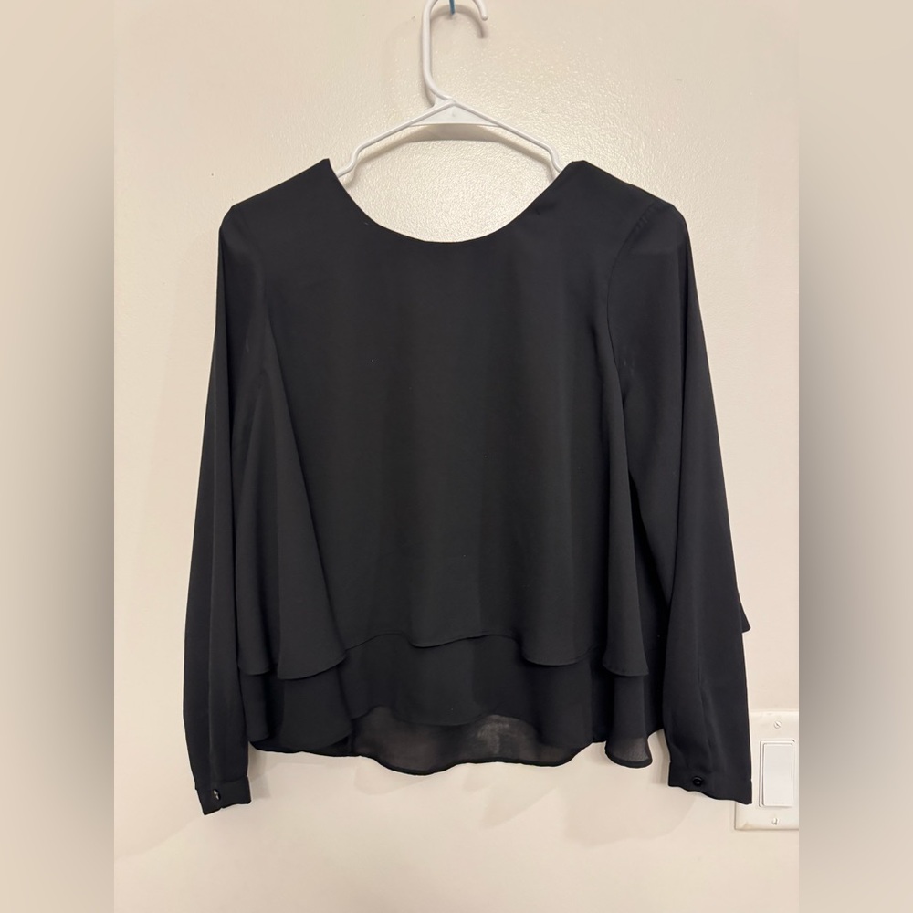 Zara long sleeve black flowy top
